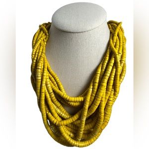 Yellow wood beautiful multi strand necklace
